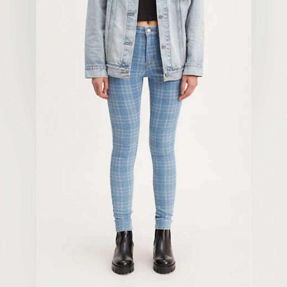 Levi’s 721 High Rise Skinny Plaid Striped Jeans‎